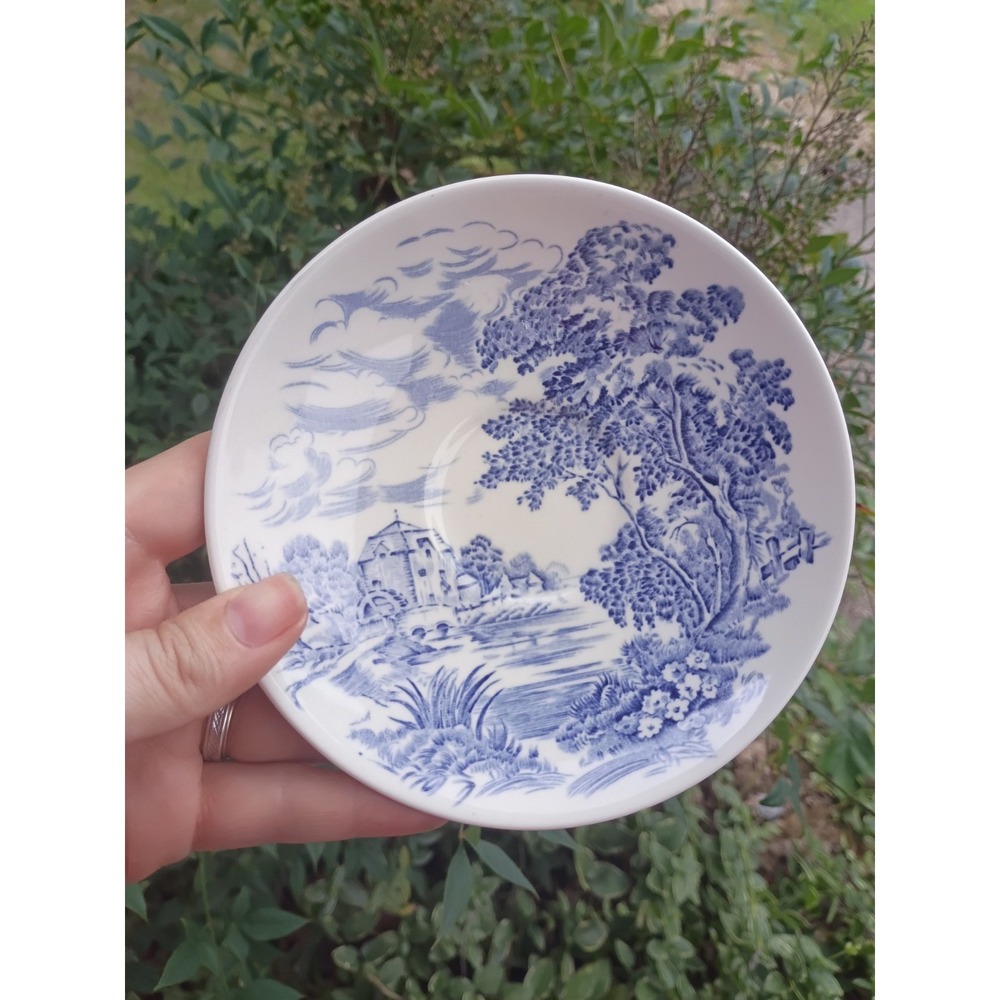 Vintage Blue & White Enoch Wedgwood Tunstall Countryside Saucer (1) England